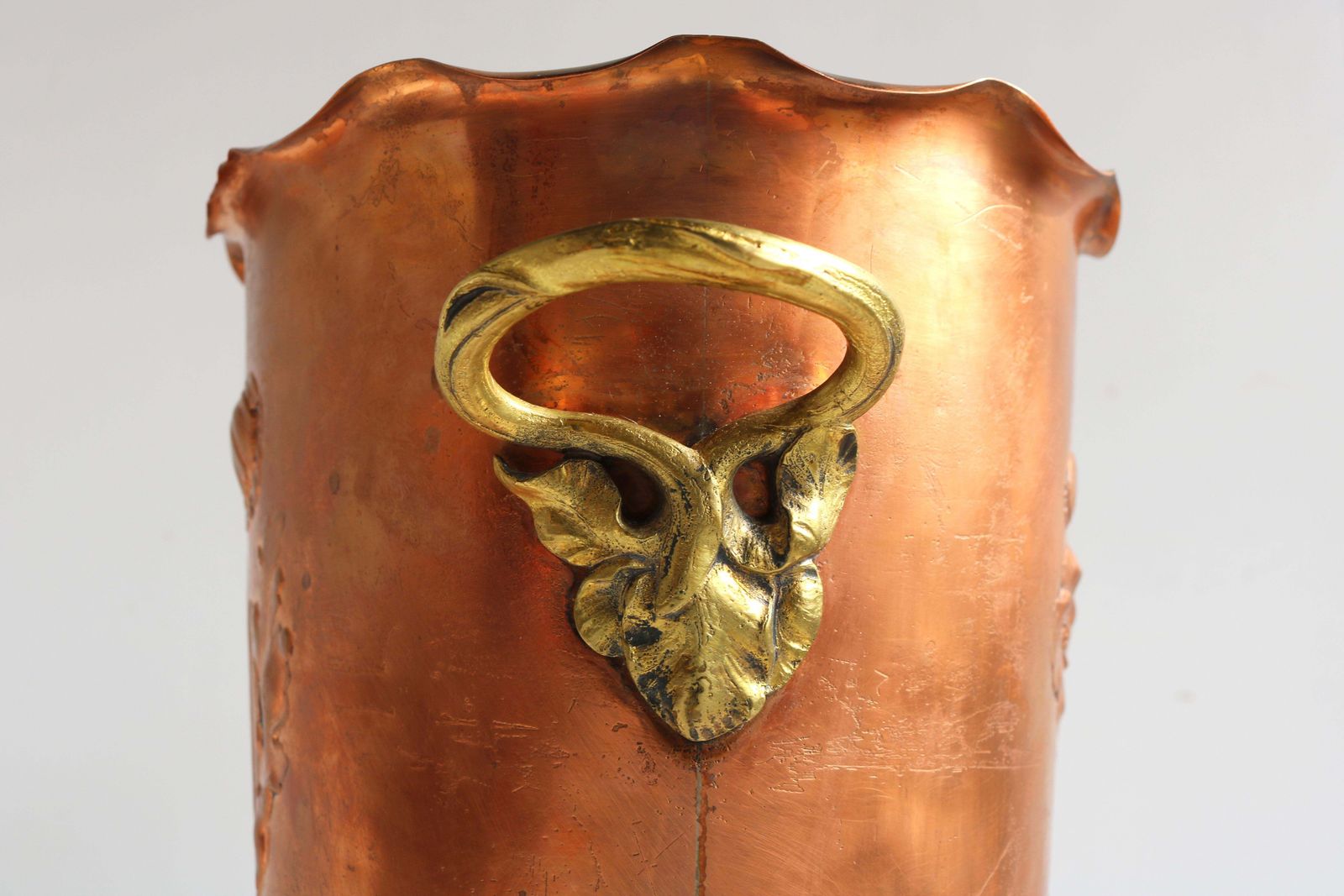Antique Wmf Art Nouveau Wine Cooler Champagne Holder Ice Bucket Copper Brass 20s photo vinterior