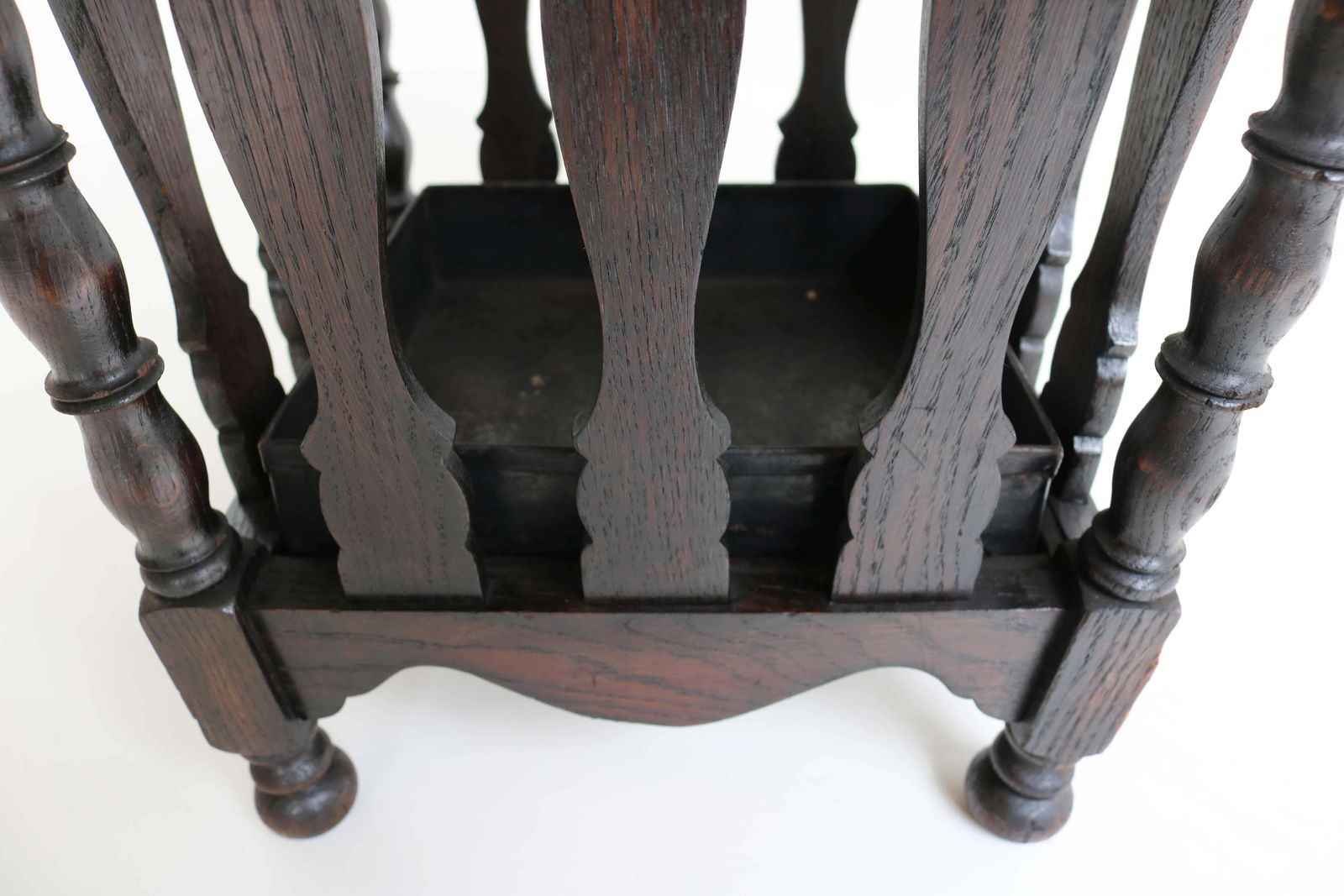 Home Decor Early 20th Century French Oakwood Umbrella Cane Stick Hall Stand, Drip Tray photo