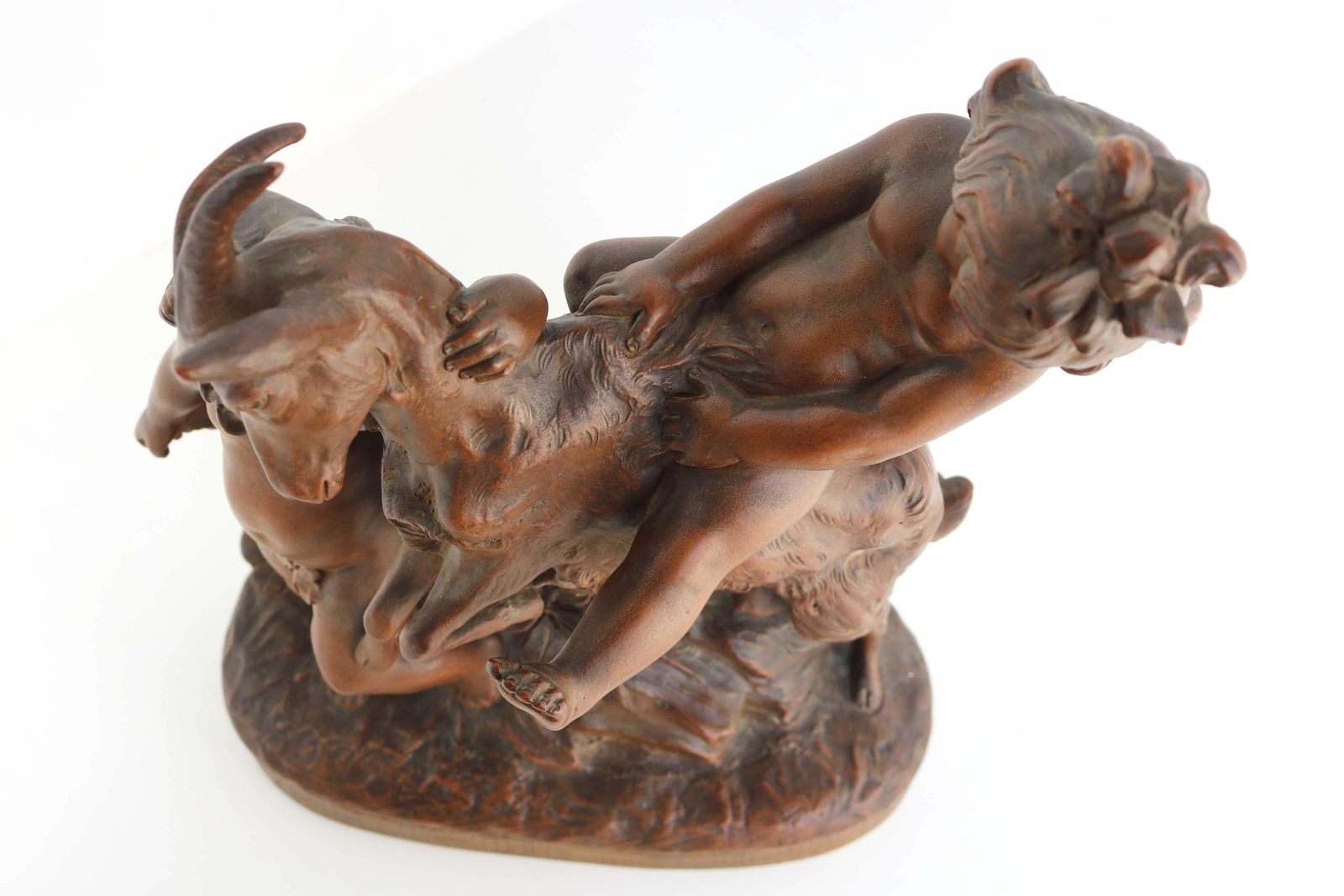 photo for sale Terracotta Sculptuur Jongen En Meisje Spelend Met Geit, Naar Pietro Balestra, Begin 20e Eeuw