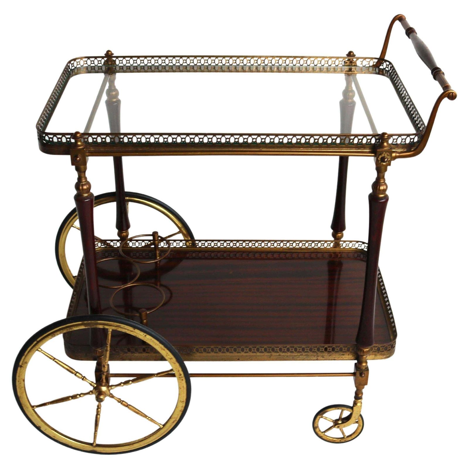Mid Century Modern Maison Jansen Brass Drinks Trolley, France 1950s