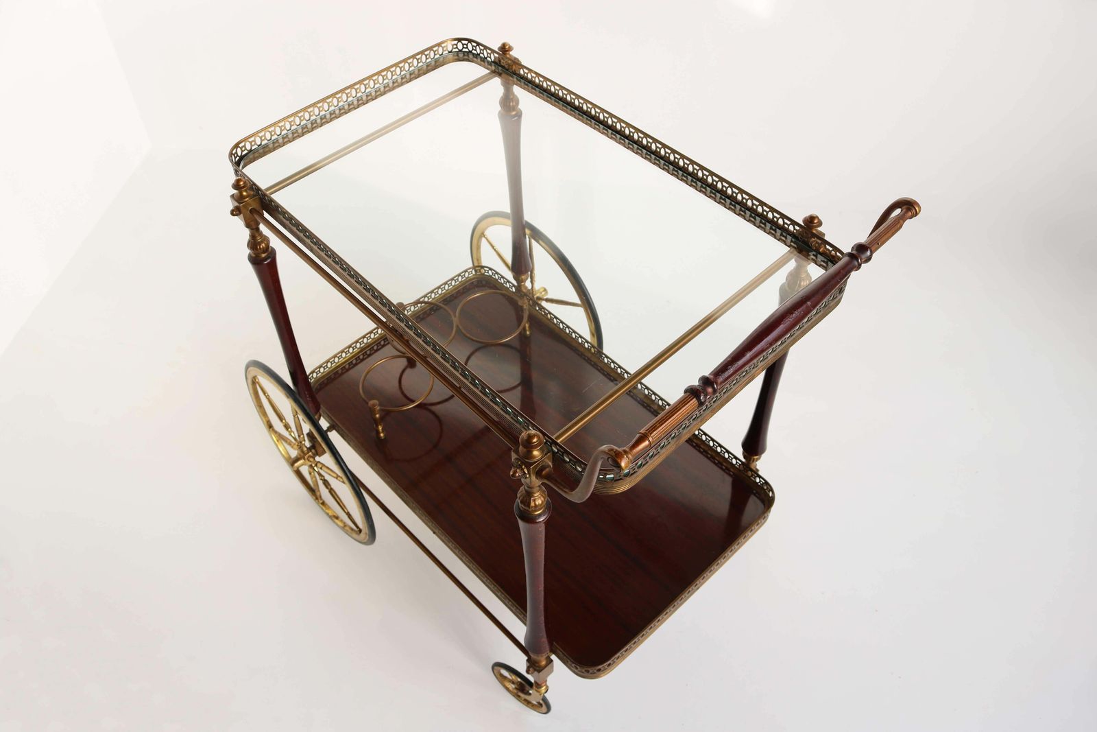 Mid Century Modern Maison Jansen Brass Drinks Trolley, France 1950s photo vinterior
