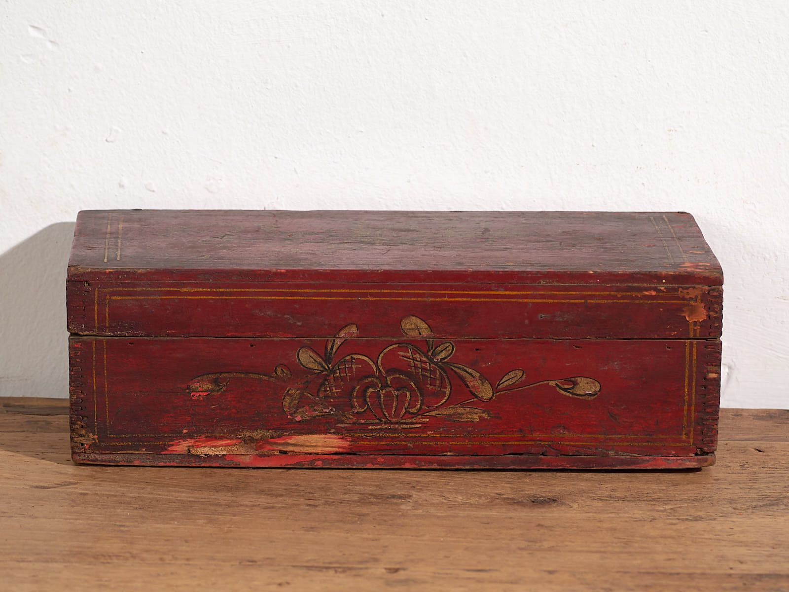 Antique Rectangular Box With Floral Motifs (C.1900) #3 photo furniture