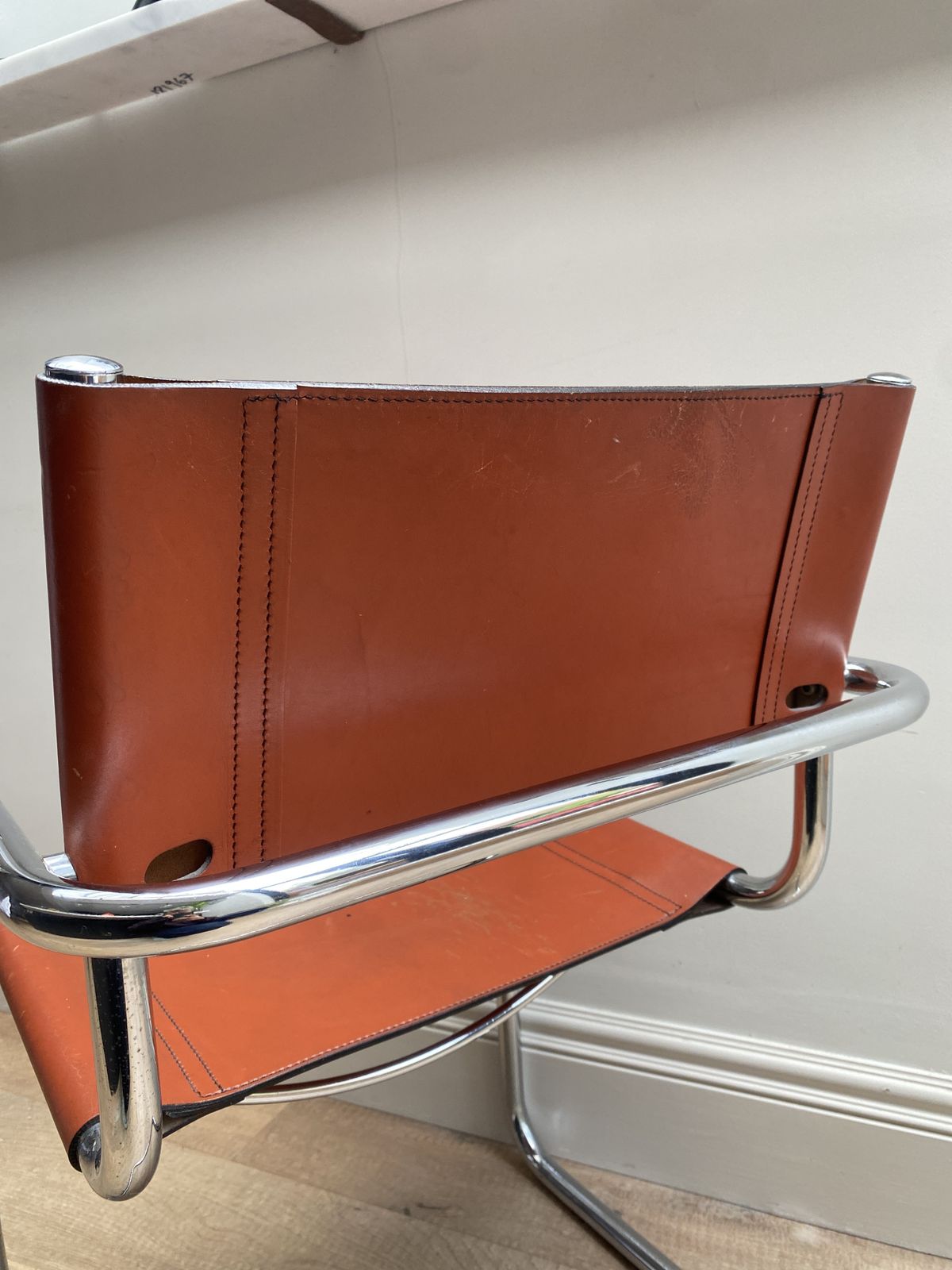 Mid Century Modern Tan Leather Cantilever Chair,  Mart Stam S34 Style 1970s photo 275.0