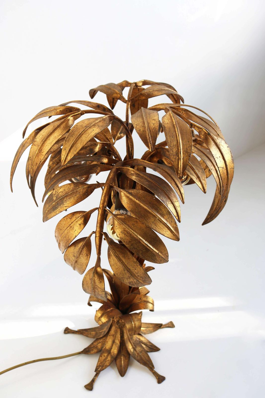 Stunning Gilt Palm Tree Table Lamp By Hans Kögl, 1970s Design Hollywood Regency photo Lighting
