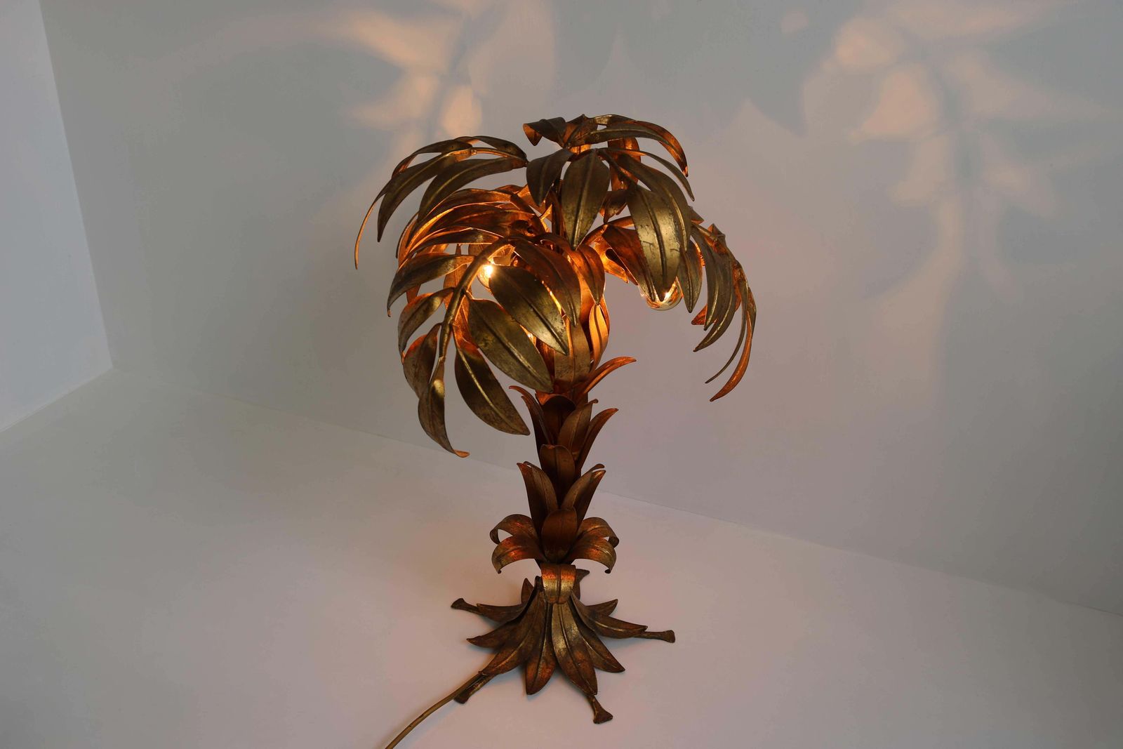 Stunning Gilt Palm Tree Table Lamp By Hans Kögl, 1970s Design Hollywood Regency photo vintage