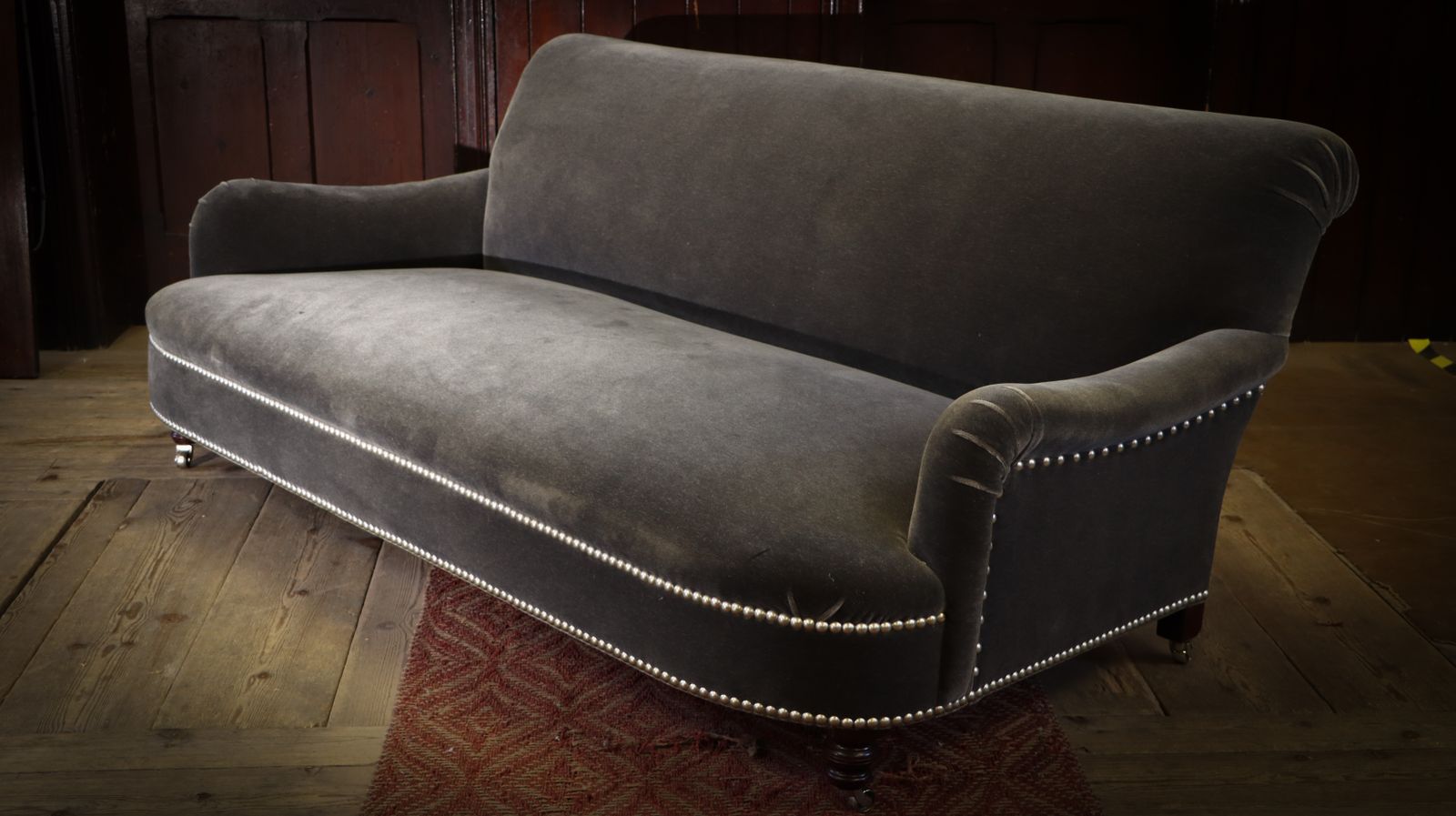 George Smith Jules Sofa 2 Seater With Fixed Seat Charcoal Grey Mohair Rrp £10500 photo 4000.0