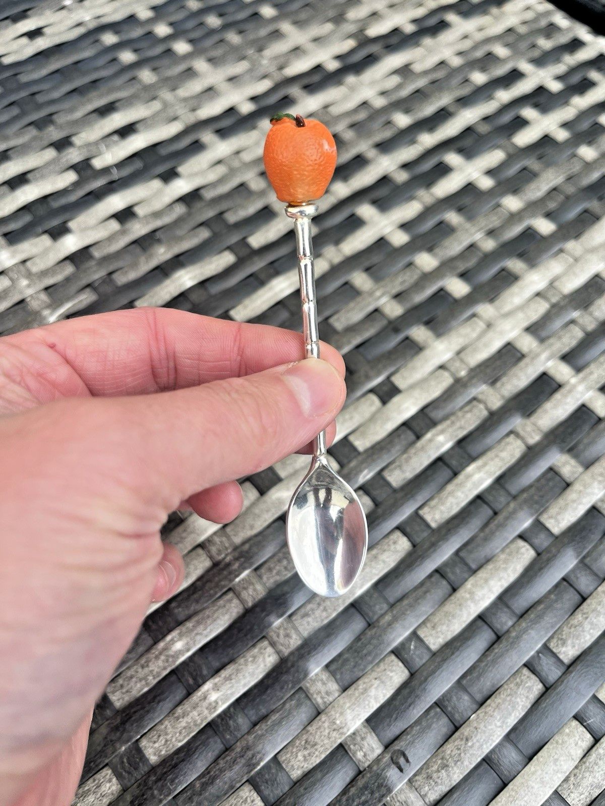 Set Of 6 Vintage Preserve Spoons Jam Serving Teaspoons Fruit Finial Italian 70's photo vintage
