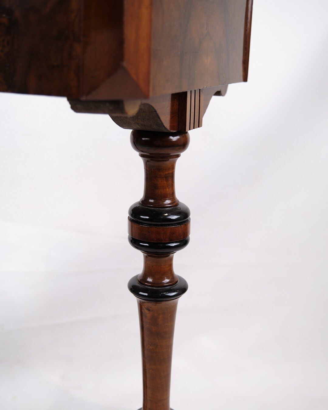 Antique Sewing/Side Table With Built In Storage   Hand Polished Mahogany   Turned Legs   Year 1890s photo Furniture