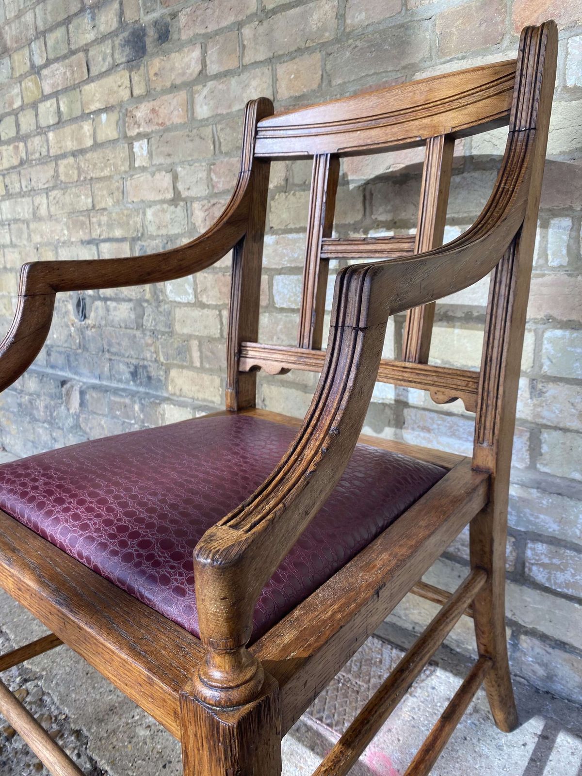 An Aesthetic Movement Oak Armchair Circa 1890 photo 259.0