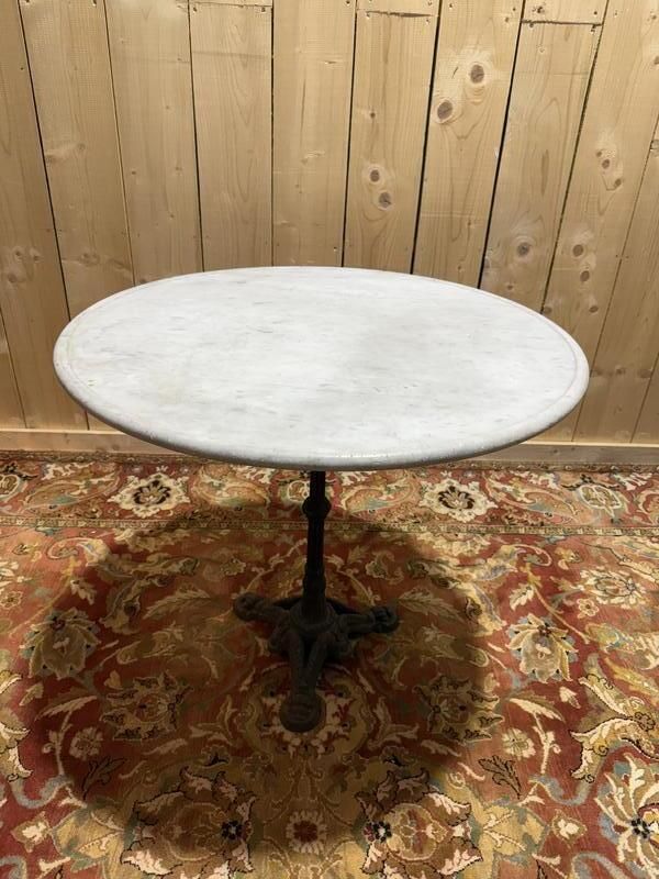 Table De Bistrot Ronde Pied Fonte Et Marbre