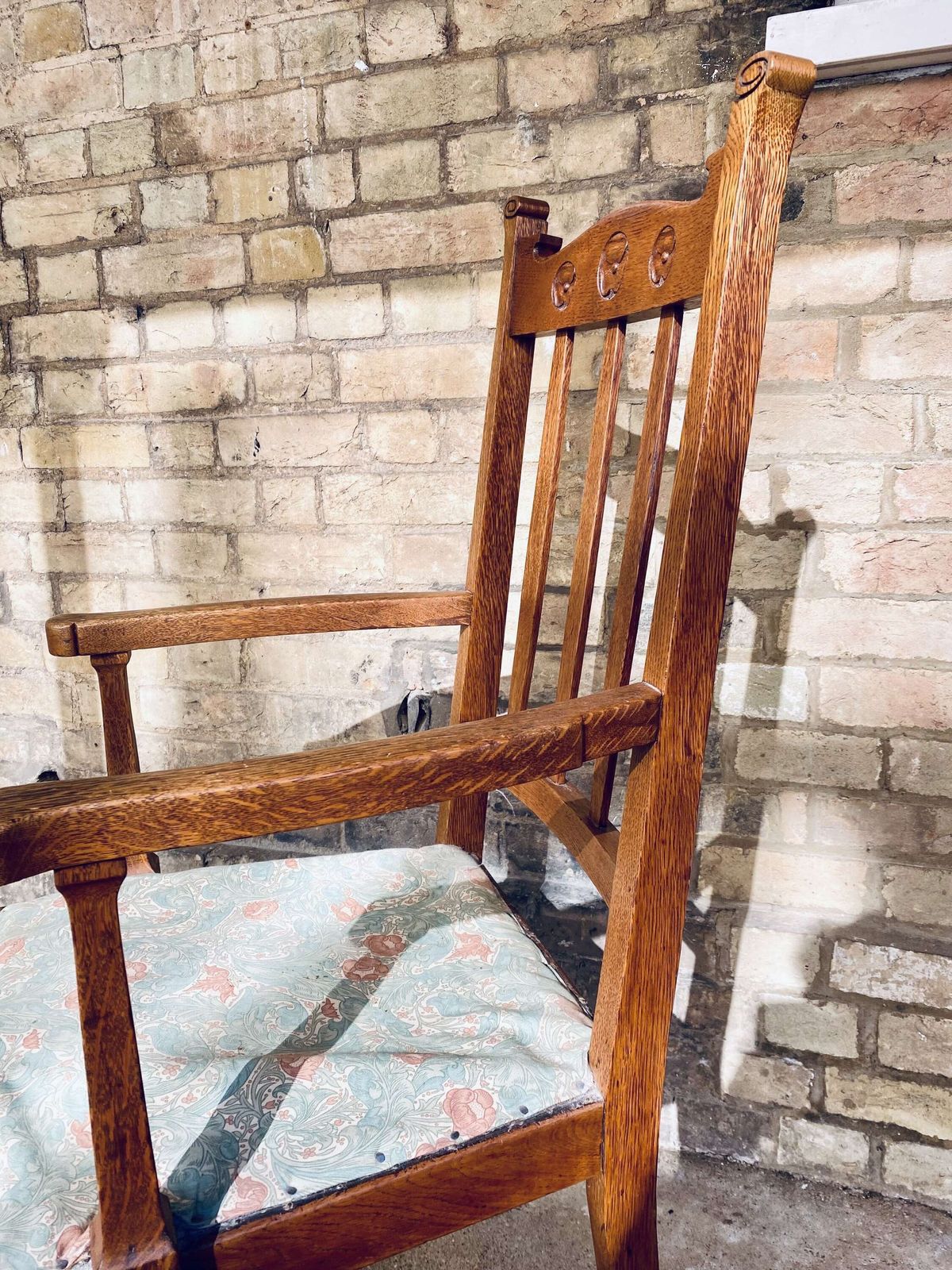 Arts And Crafts Oak Carver Chair photo vintage