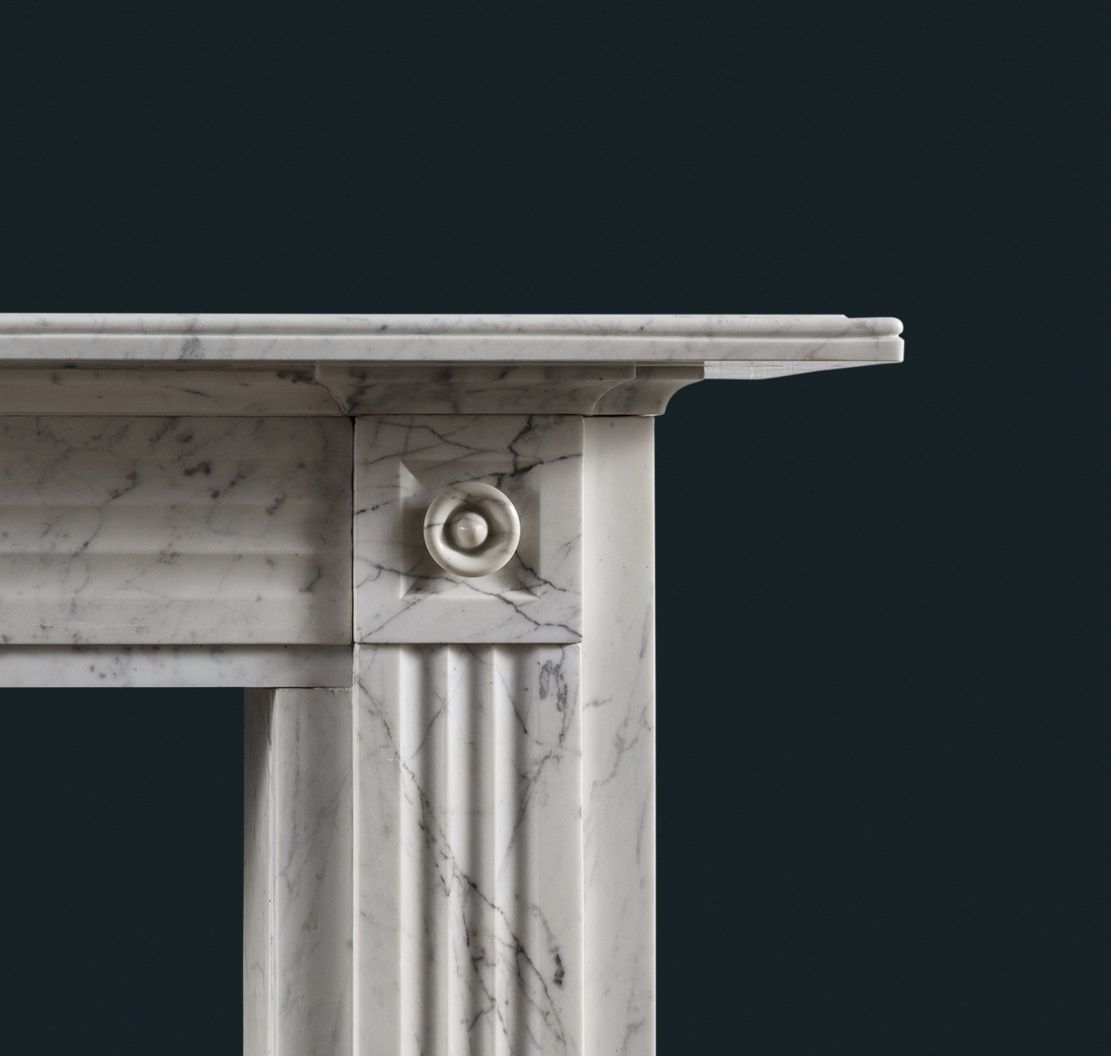 Georgian Carrara Marble Fluted Fireplace Surround photo vinterior