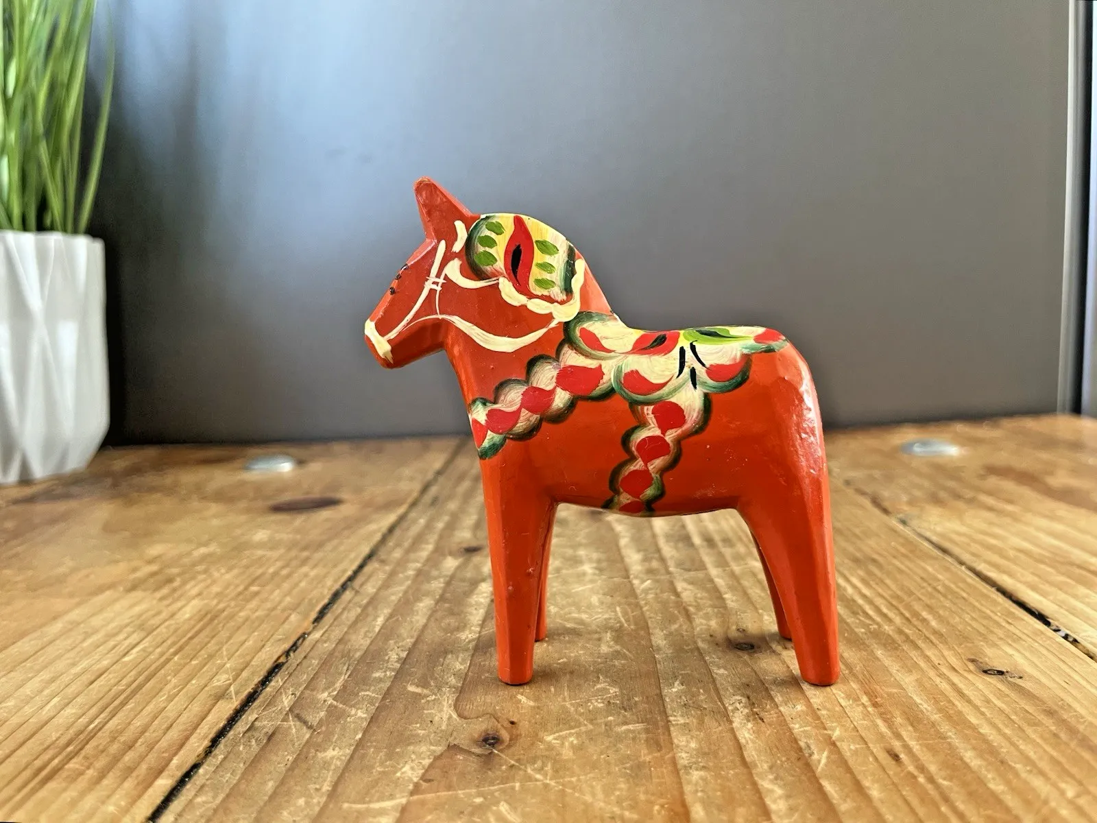 4" Vintage Red 60's Swedish Erik Pell Folk Art Dala Horse Dalahemslojd Dalahast