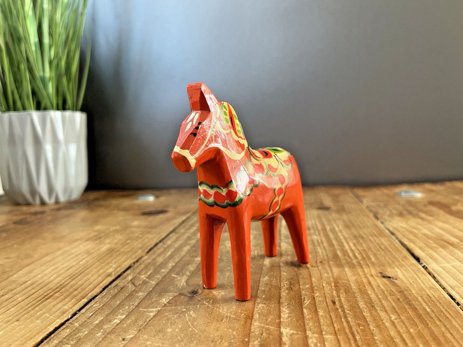 4" Vintage Red 60's Swedish Erik Pell Folk Art Dala Horse Dalahemslojd Dalahast photo furniture