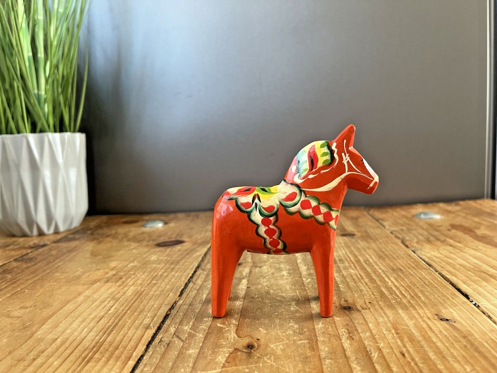 4" Vintage Red 60's Swedish Erik Pell Folk Art Dala Horse Dalahemslojd Dalahast photo Art