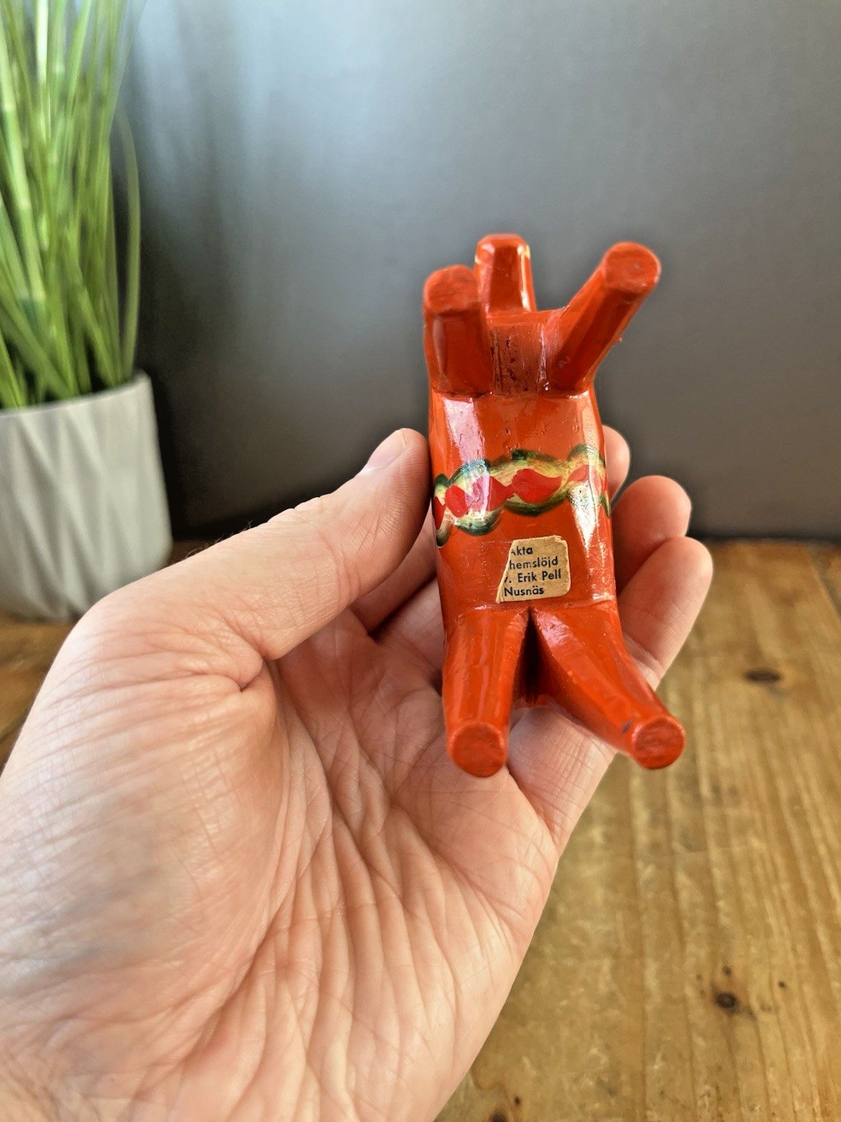 4" Vintage Red 60's Swedish Erik Pell Folk Art Dala Horse Dalahemslojd Dalahast photo vintage