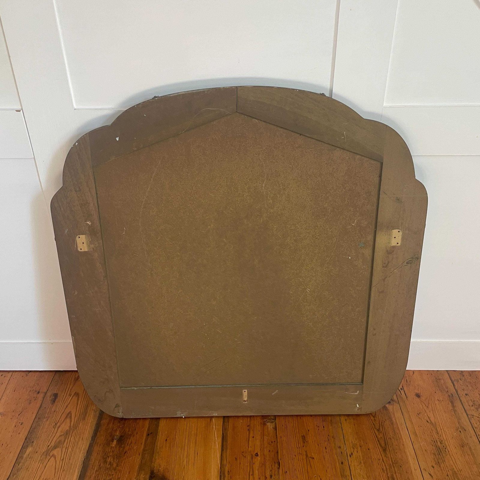 photo furniture Antique Art Deco Wall Mirror Scalloped Edge C.1930s Vintage Original Wood Backing Classic Geometric Vanity Or Hallway Mirror Large Heavy