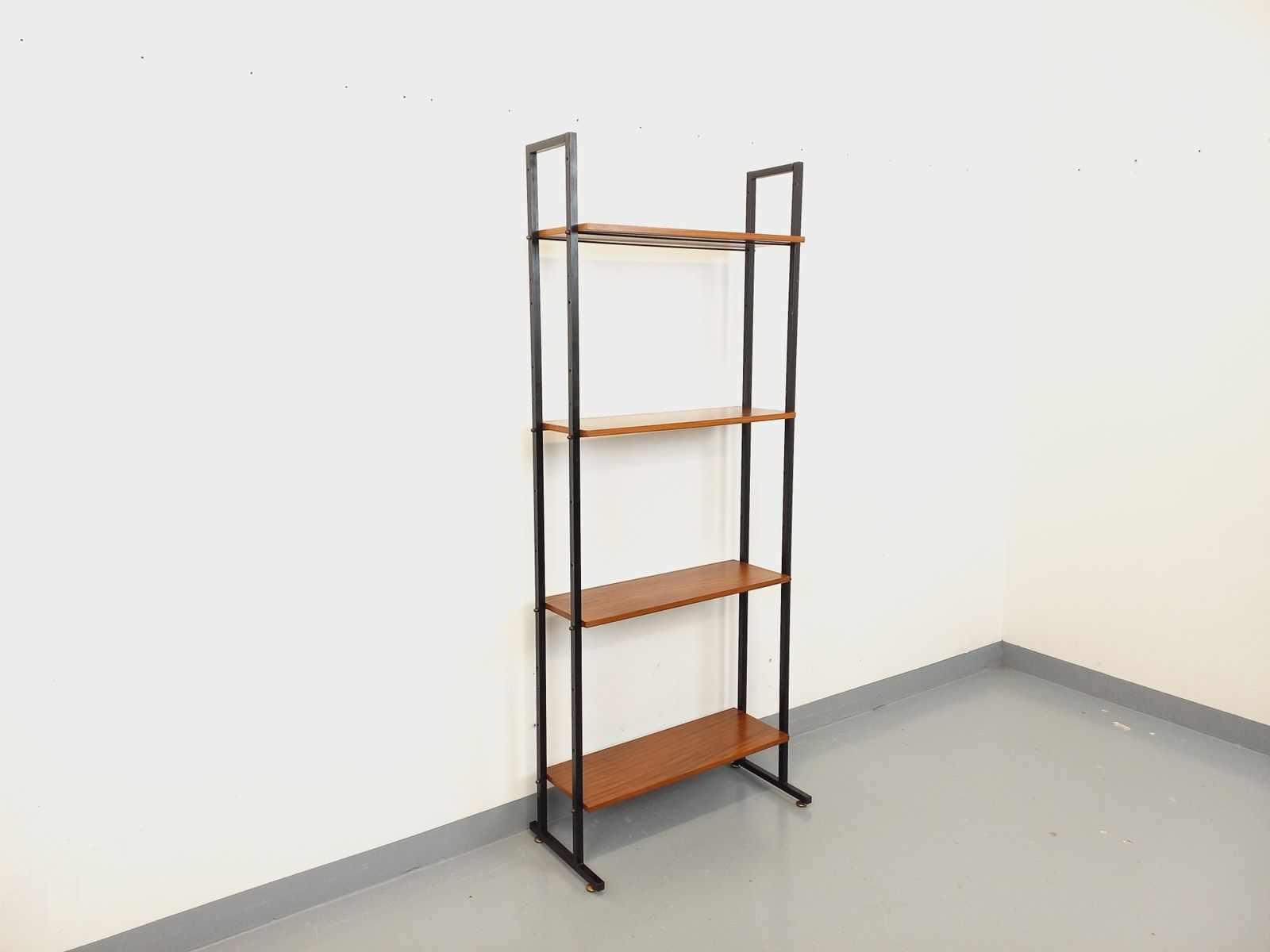Simple Italian Bookcase In Teak And Metal
