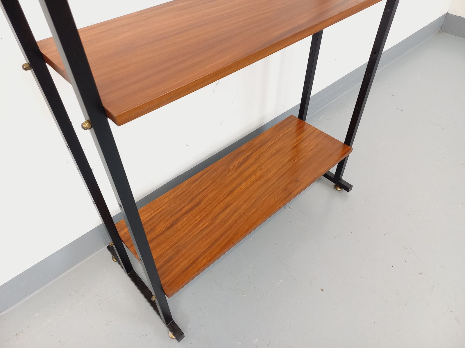 Furniture Simple Italian Bookcase In Teak And Metal photo