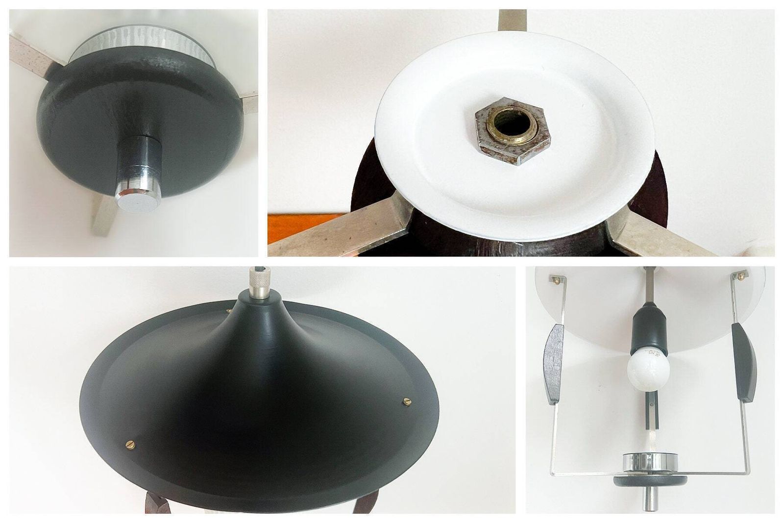 photo for sale Vintage Hanglamp   Hout, (Melk)glas, Metaal   Scandinavisch Design   Mid Century   Jaren 50/60