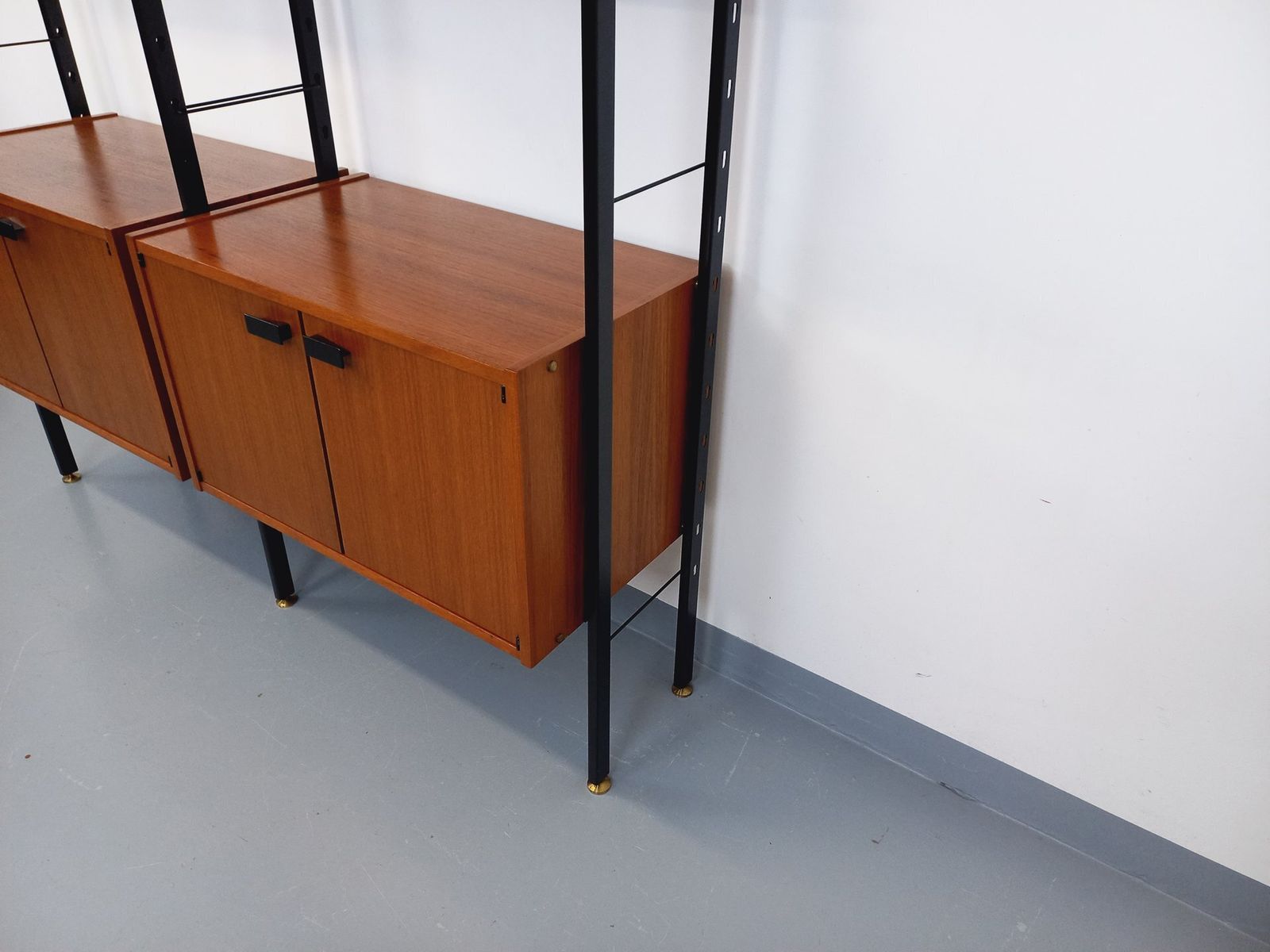 Barovero Torino Italian Double Modular Bookcase In Teak And Metal photo vinterior