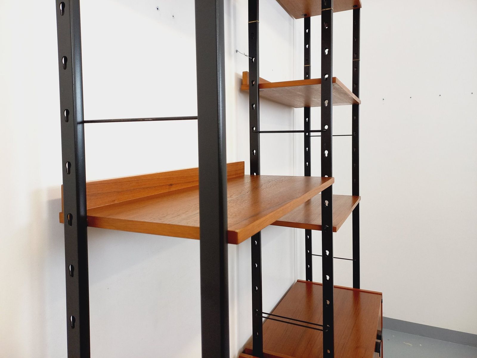 Barovero Torino Italian Double Modular Bookcase In Teak And Metal photo vintage