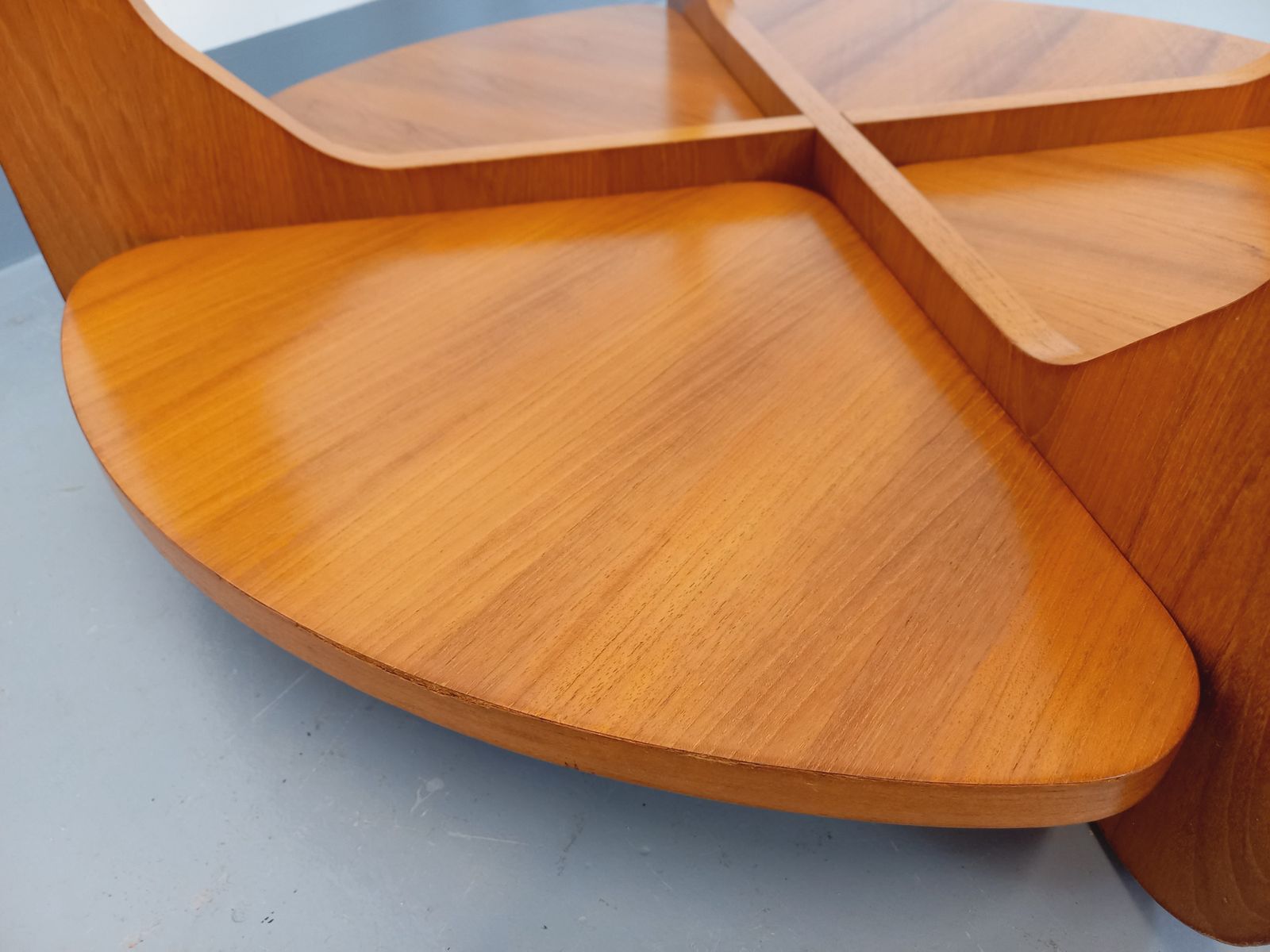 Hugues Poignant Round Coffee Table In Teak And Glass photo buy