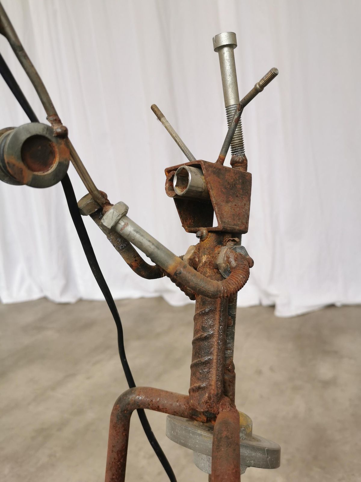 Vintage Handmade Sculptural Metal Lamp / Industrial Art Light / Recycled Materials / 1970s photo buy