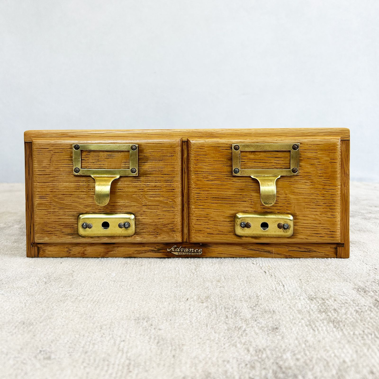 Oak Index Card Cabinet With Two Drawers photo Furniture