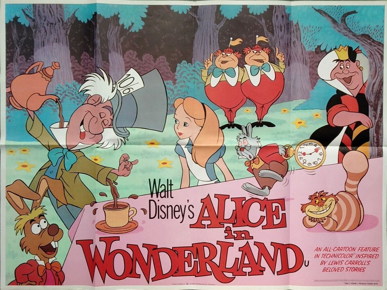 Alice In Wonderland Original 1970 Re Release Quad Poster