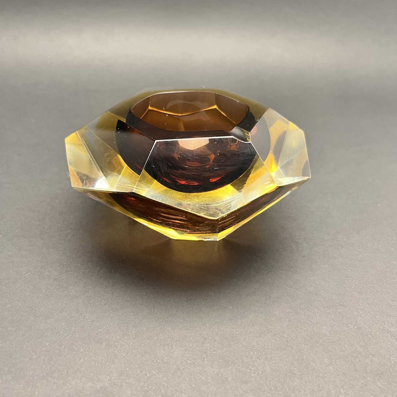 Ashtray In Faceted Glass Attributed To Seguso, Murano, Italy, 1970s photo vintage