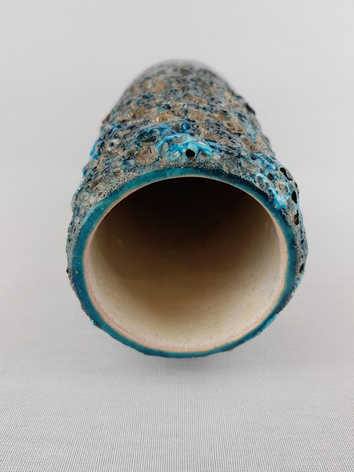 Vintage Otto Keramik Glossy Turquoise Blue With Greyish Black Fat Lava Glaze Vase West German Pottery 1960 70s photo buy