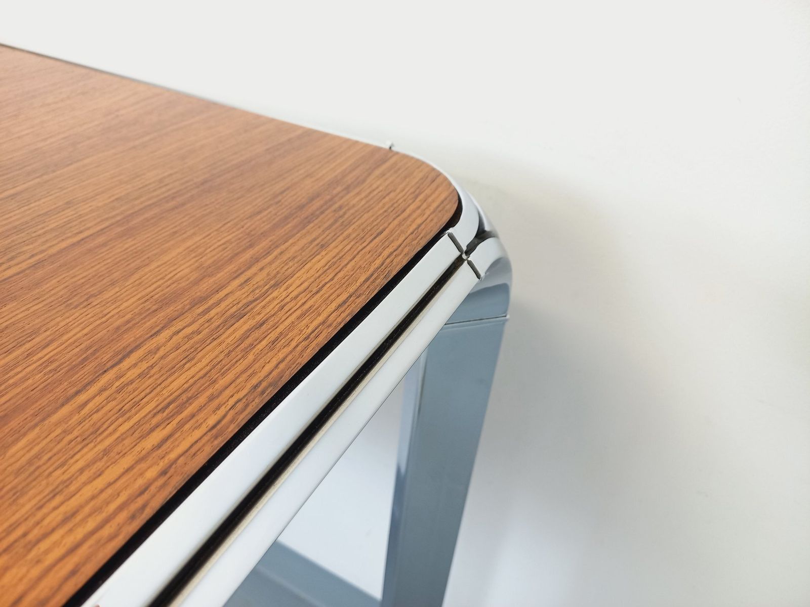 photo for sale Pierre Paulin Square Table In Rosewood And Chrome Metal