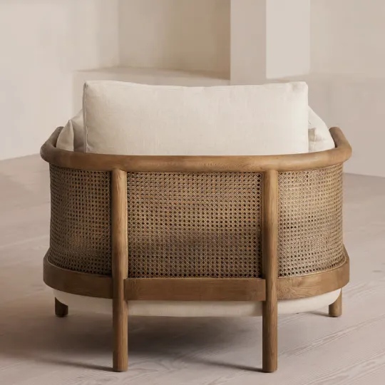 Soho Home Sydney Lounge Armchair Oak And Cane Frame photo Furniture