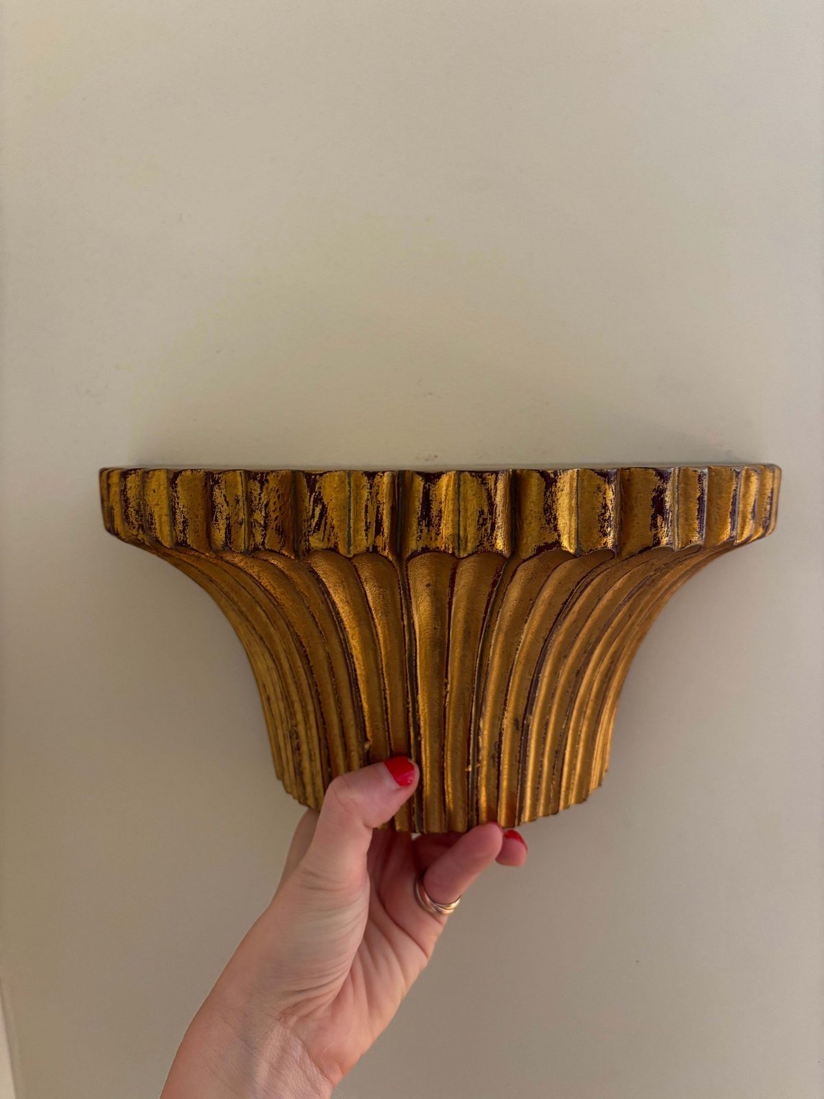 Pair Of Ridged Gilt Wall Shelves photo furniture