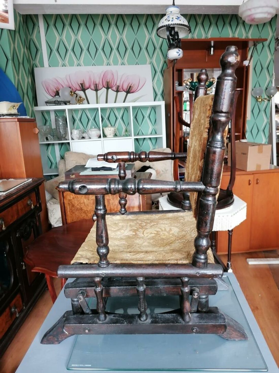 Rocking Chair Junior. Antique Style Carpet Seat. Rare Item. £77. Ref 5327 photo 77.0