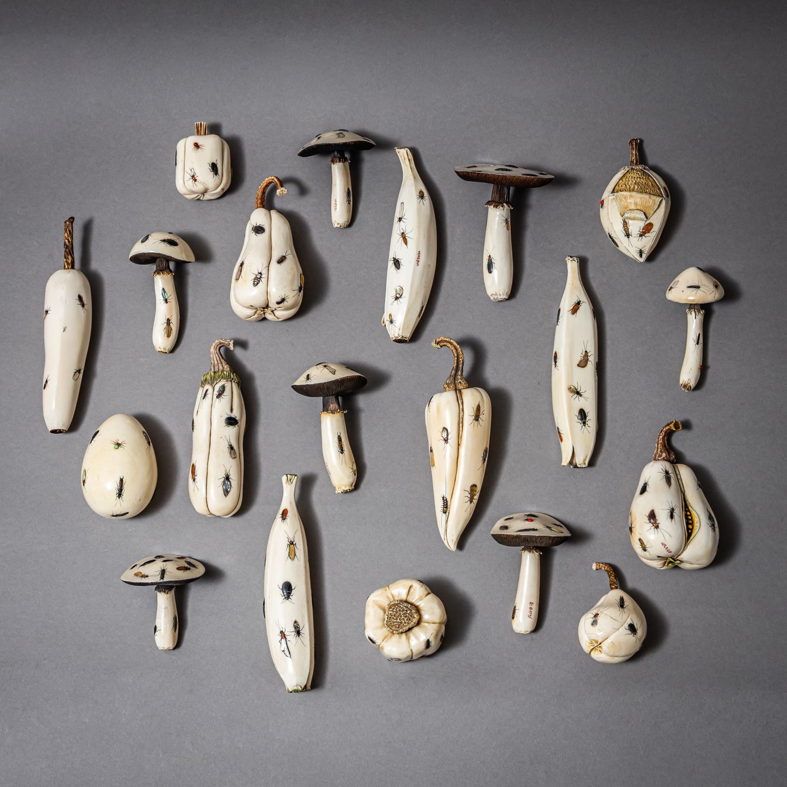 Collection Of 23 Shibayama Objects, Japan, Meiji Period, Late 19th Century
