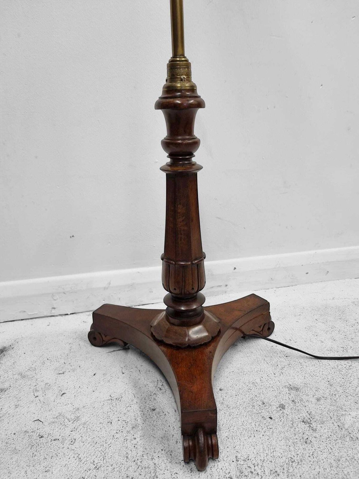 Vintage Mahogany & Brass Floor Lamp With Triple Glass Shades / C1930s / Free Delivery photo buy