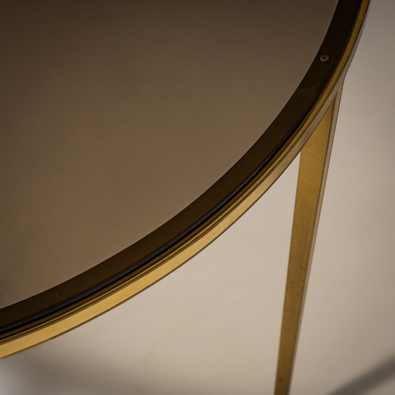 Round Coffee Table In Brass And Smoked Glass, Probably Italy, Late 20th Century photo 1670.0