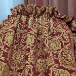 Gold And Terracotta Damask Tape Top Second Hand Curtains With Fringing W447 D236 photo vintage