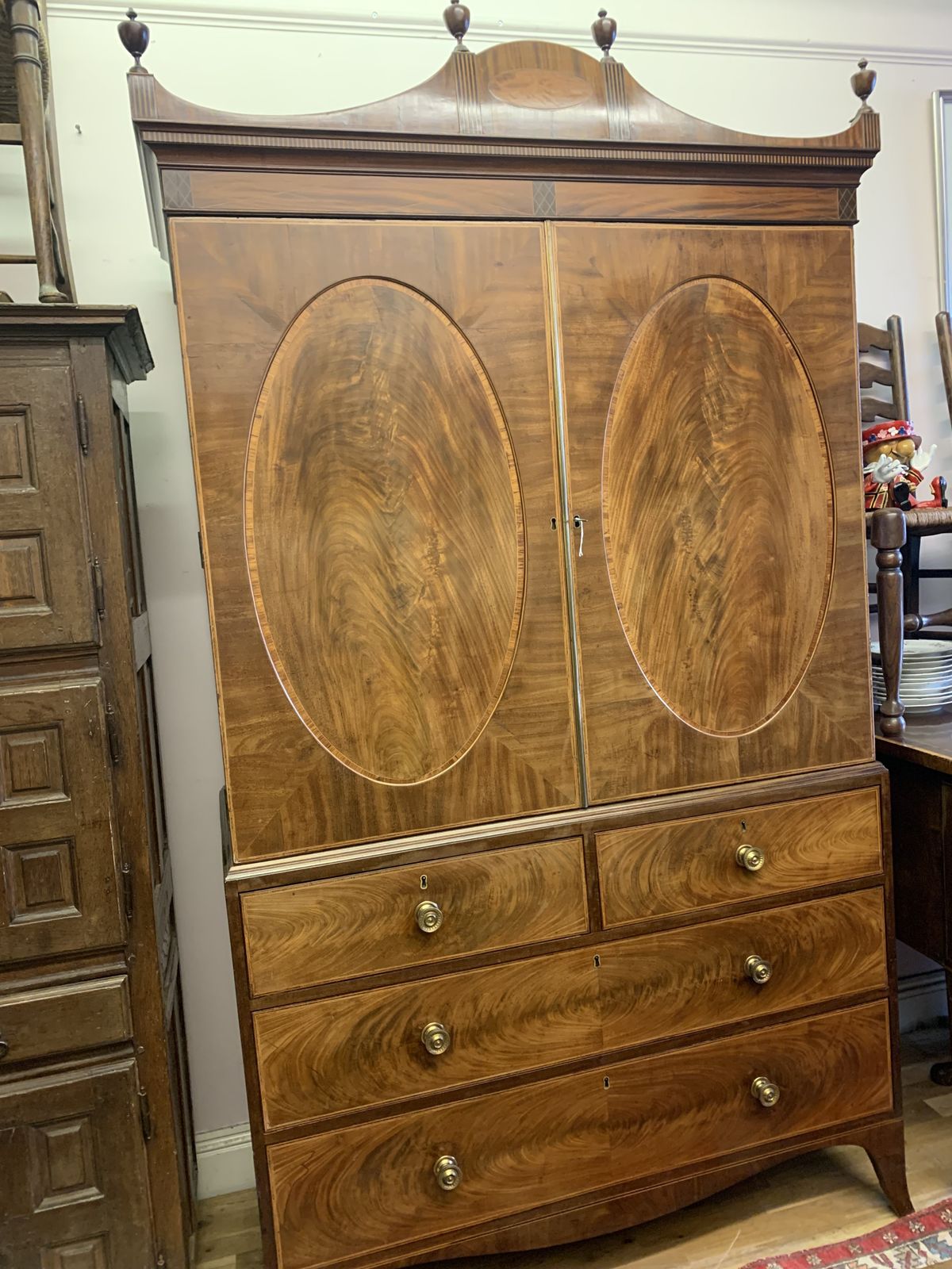 Elegant Antique Mahogany Country House Linen Press photo furniture