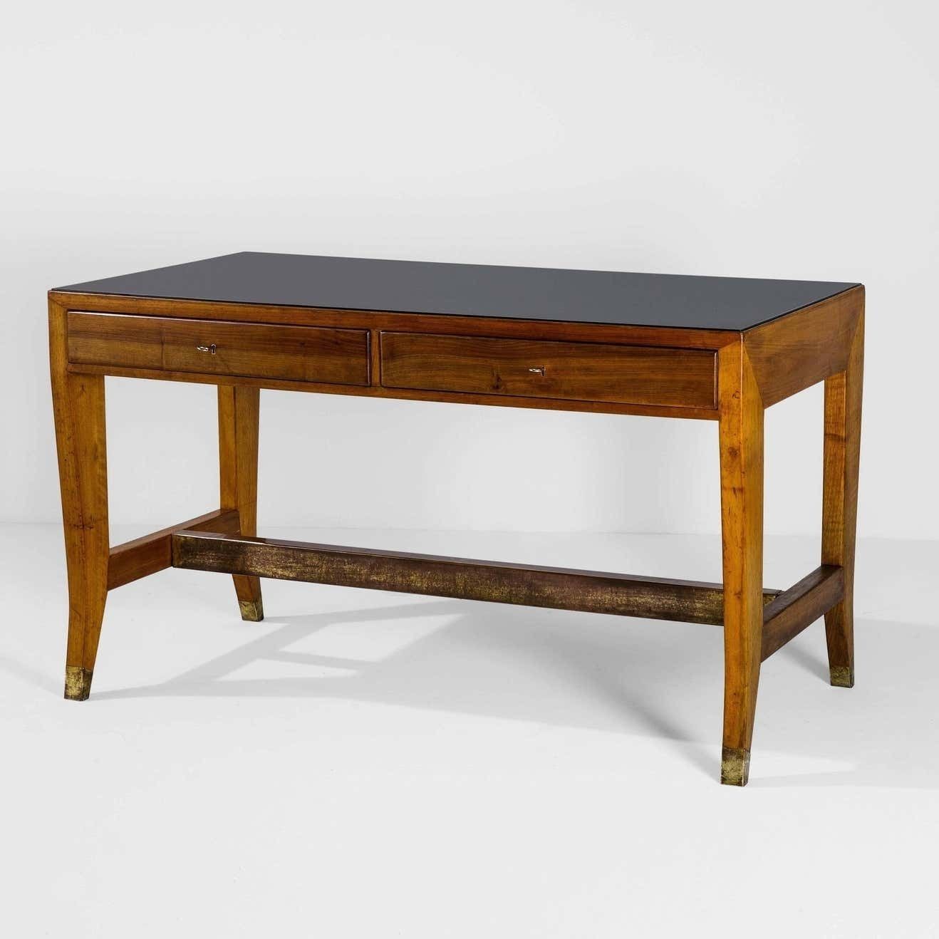 Gio Ponti Office Desk In Wood And Glass For Banca Nazionale Del Lavoro, 1950s photo vinterior
