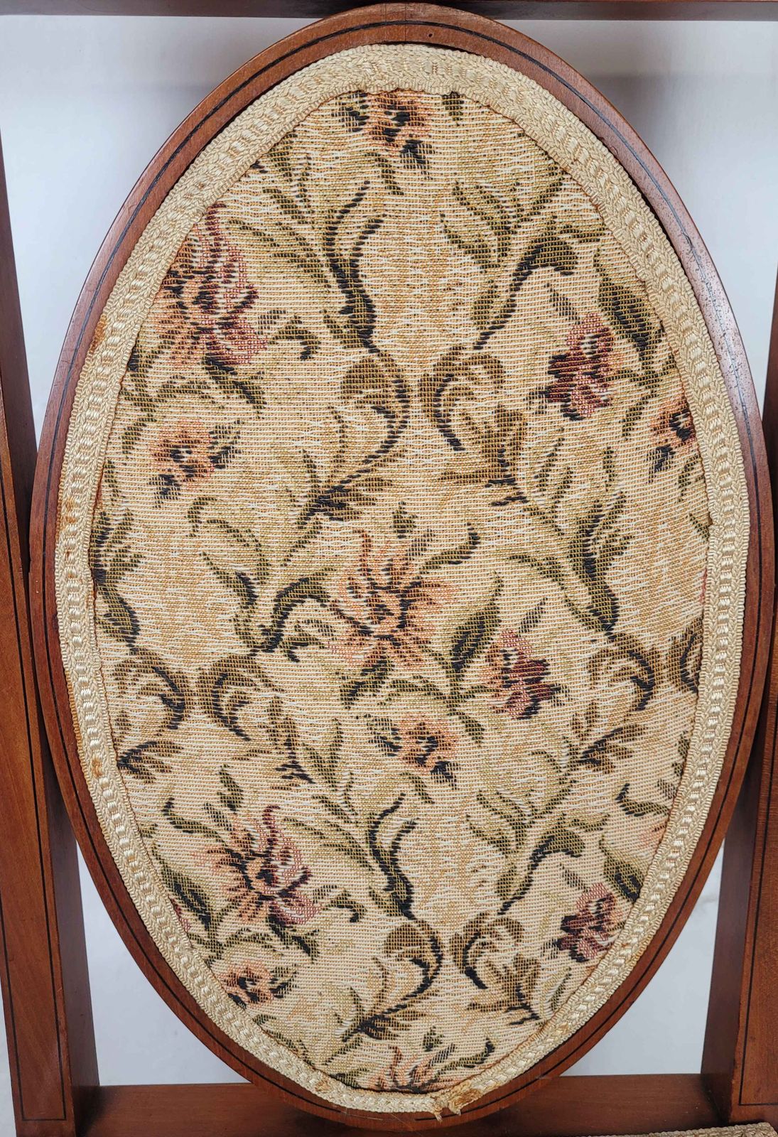 Edwardian Bedroom Chairs Oval Back Crossband Floral Upholstery Postage Available photo vintage