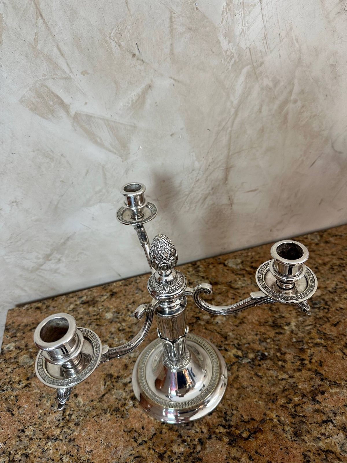 photo furniture Pair Of Silver Plated Candlesticks