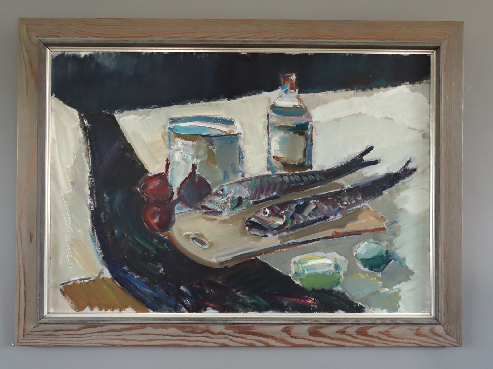 Tabletop Still Life With Fish Oil Painting