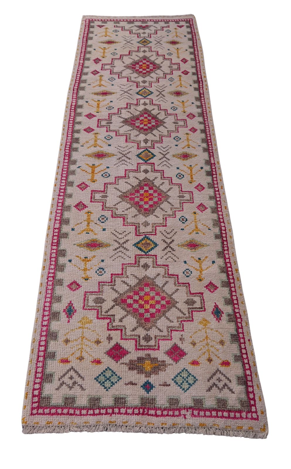 8 Ft Ivory Turkish Hand Knotted Hallway Runner Rug photo Textiles