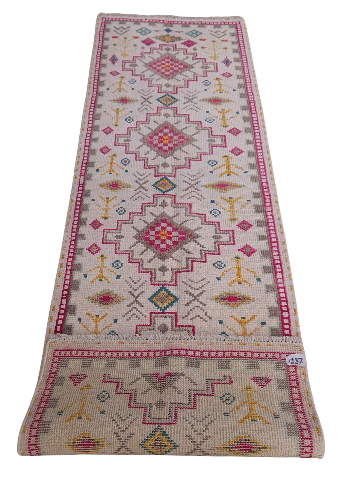 8 Ft Ivory Turkish Hand Knotted Hallway Runner Rug photo 366.0