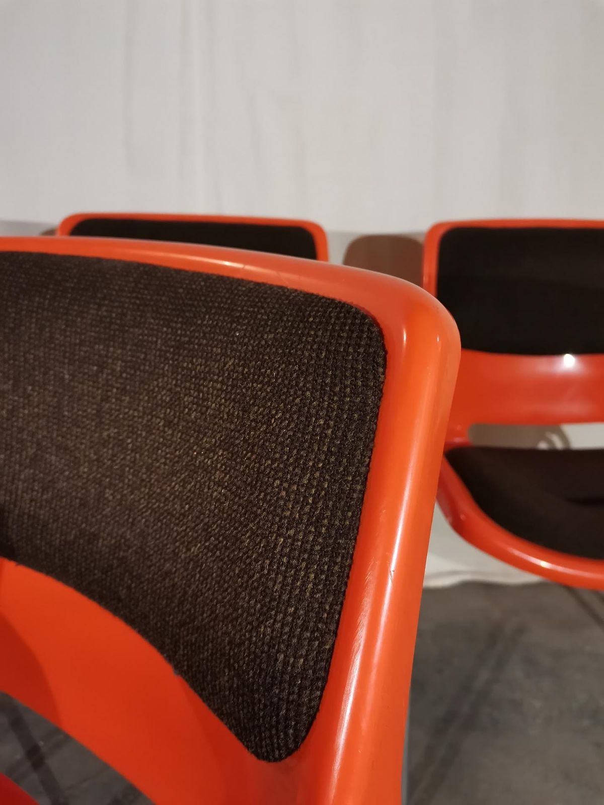 photo furniture Stuckable Orange Vintage Chairs, Meblo, 1970s, Price For Piece