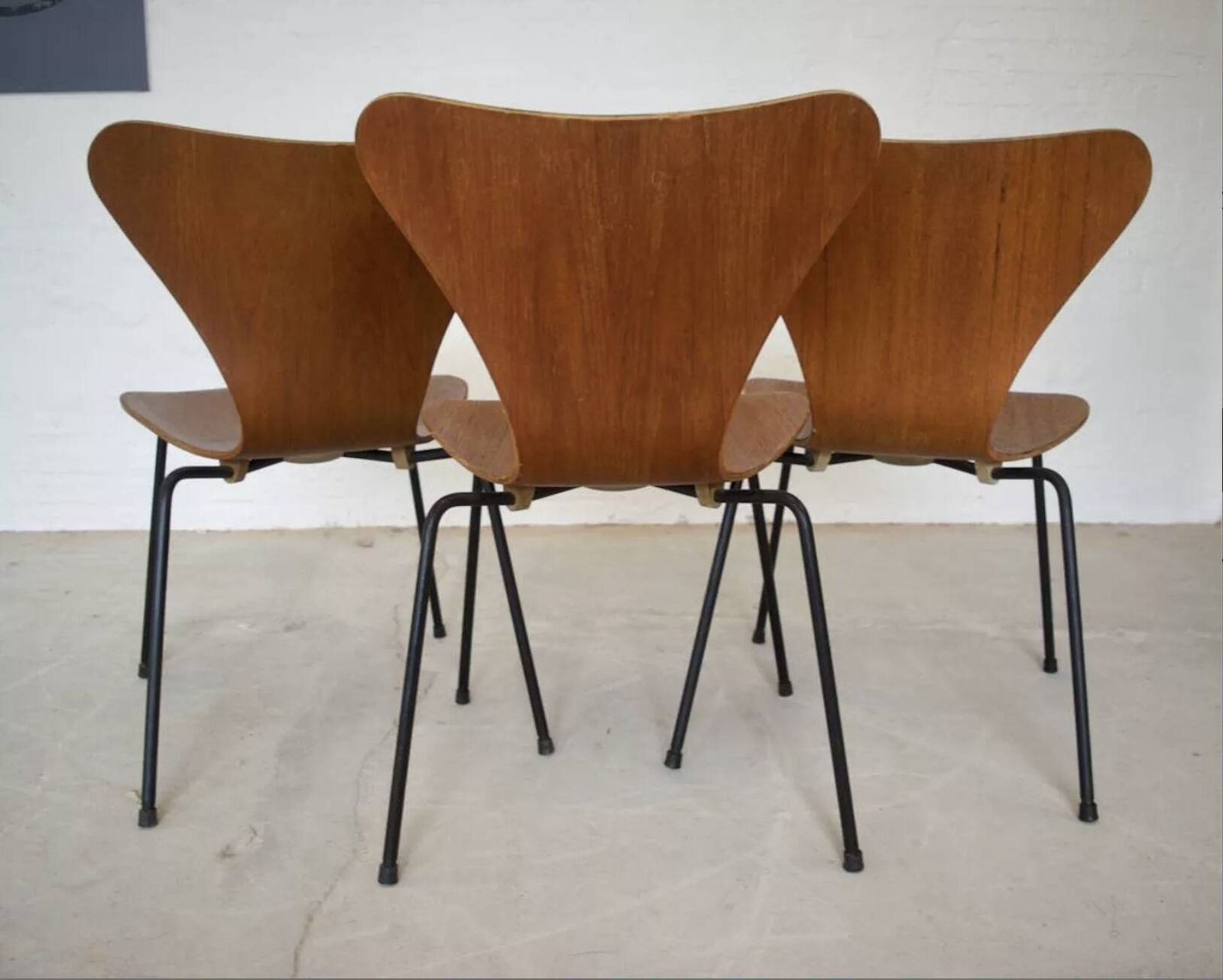 photo for sale Model 3107 Dining Chairs In Teak By Arne Jacobsen For Fritz Hansen.