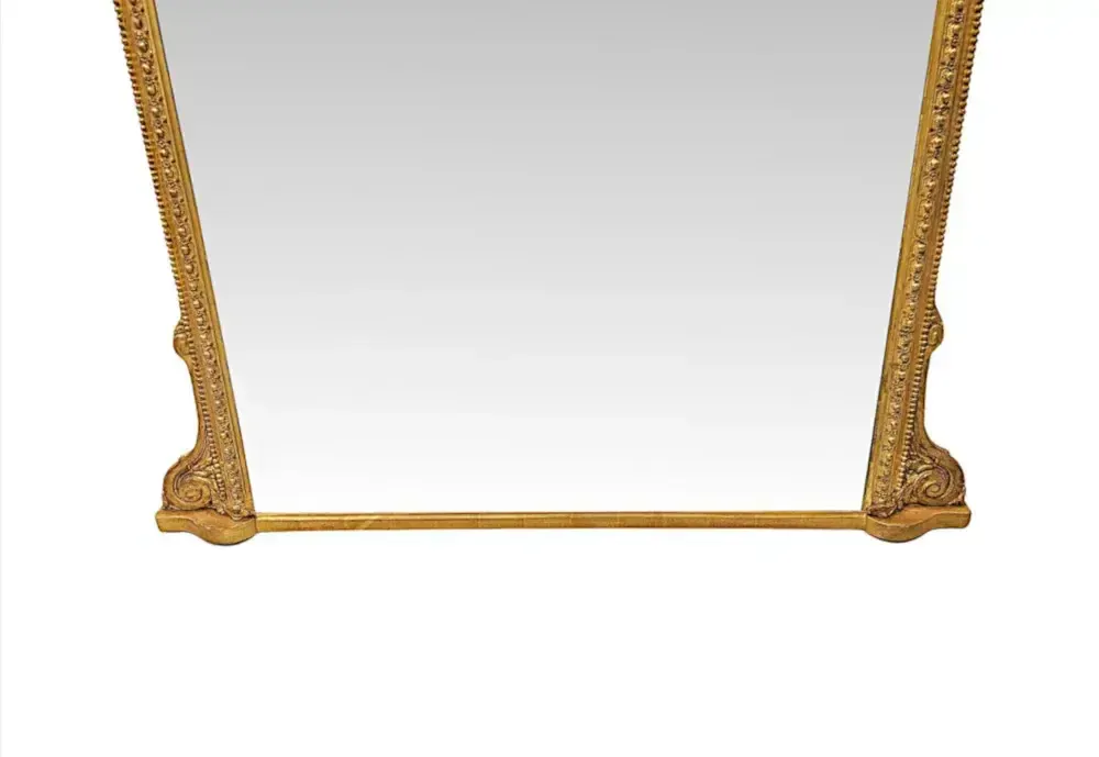 A Very Fine Large 19th Century Archtop Giltwood Overmantel Mirror With Central Cartouche photo 6026.4239